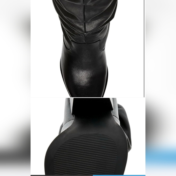 NEW Steve Madden Landy Black Leather Over the Knee Western Boots - Picture 2 of 5